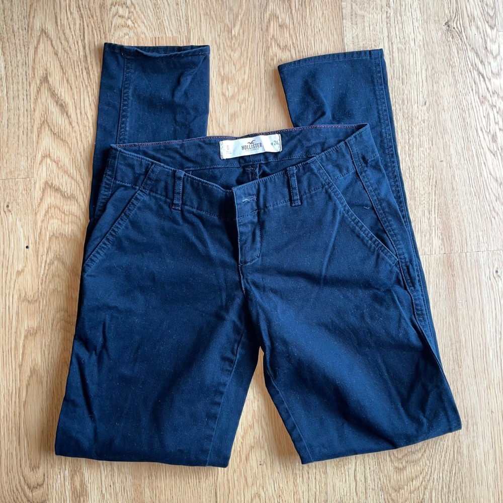 Hollister Women Navy Blue Skinny Chino Pants Low Rise Size 0 W24